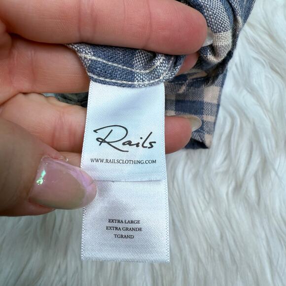 Rails Wyatt Shirt Men's XL Heather Blue Coral Plaid Button Up Long Sleeve - Picture 7 of 10